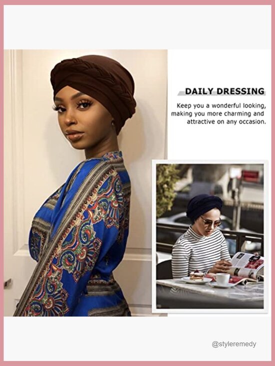 Pre-Knotted Twisted Braid Turban Headwrap Chemo Beanie Hat main image 5